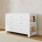 Read-with-Me 6 drawer dresser in white with driftwood in nursery