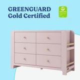 Read-with-Me 6 drawer dresser in blush with driftwood GREENGUARD Gold Certified callout