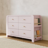 Read-with-Me 6 drawer dresser in blush with driftwood in nursery