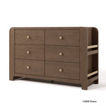 Read-with-me hazelnut with driftwood 6 drawer dresser with 2025 Graco copyright on bottom right