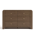 Front view of Read-with-Me 6 drawer dresser in hazelnut with driftwood