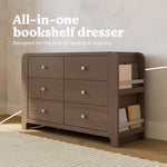 Read-with-Me 6 drawer dresser in hazelnut with driftwood all-in-one callout