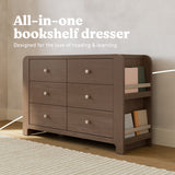 Read-with-Me 6 drawer dresser in hazelnut with driftwood all-in-one callout