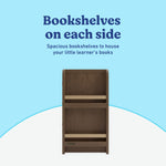 Read-with-Me 6 drawer dresser in hazelnut with driftwood bookshelf callout