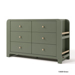 Read-with-me olive with driftwood 6 drawer dresser with 2025 Graco copyright on bottom right