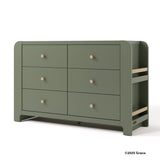 Read-with-me olive with driftwood 6 drawer dresser with 2025 Graco copyright on bottom right