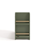 Side view of Read-with-Me 6 drawer dresser in olive with driftwood