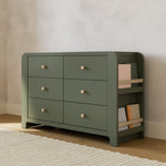 Read-with-Me 6 drawer dresser in olive with driftwood in nursery