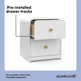 Santos white nightstand pre-installed drawer tracks callout