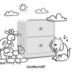 Santos white nightstand with black doodles overlaid on image
