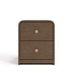 storkcraft santos 2 drawer nightstand hazelnut with driftwood front view