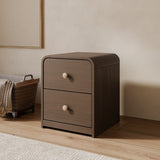 storkcraft santos 2 drawer nightstand hazelnut with driftwood in kids room