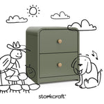Santos olive nightstand with black doodles overlaid on image