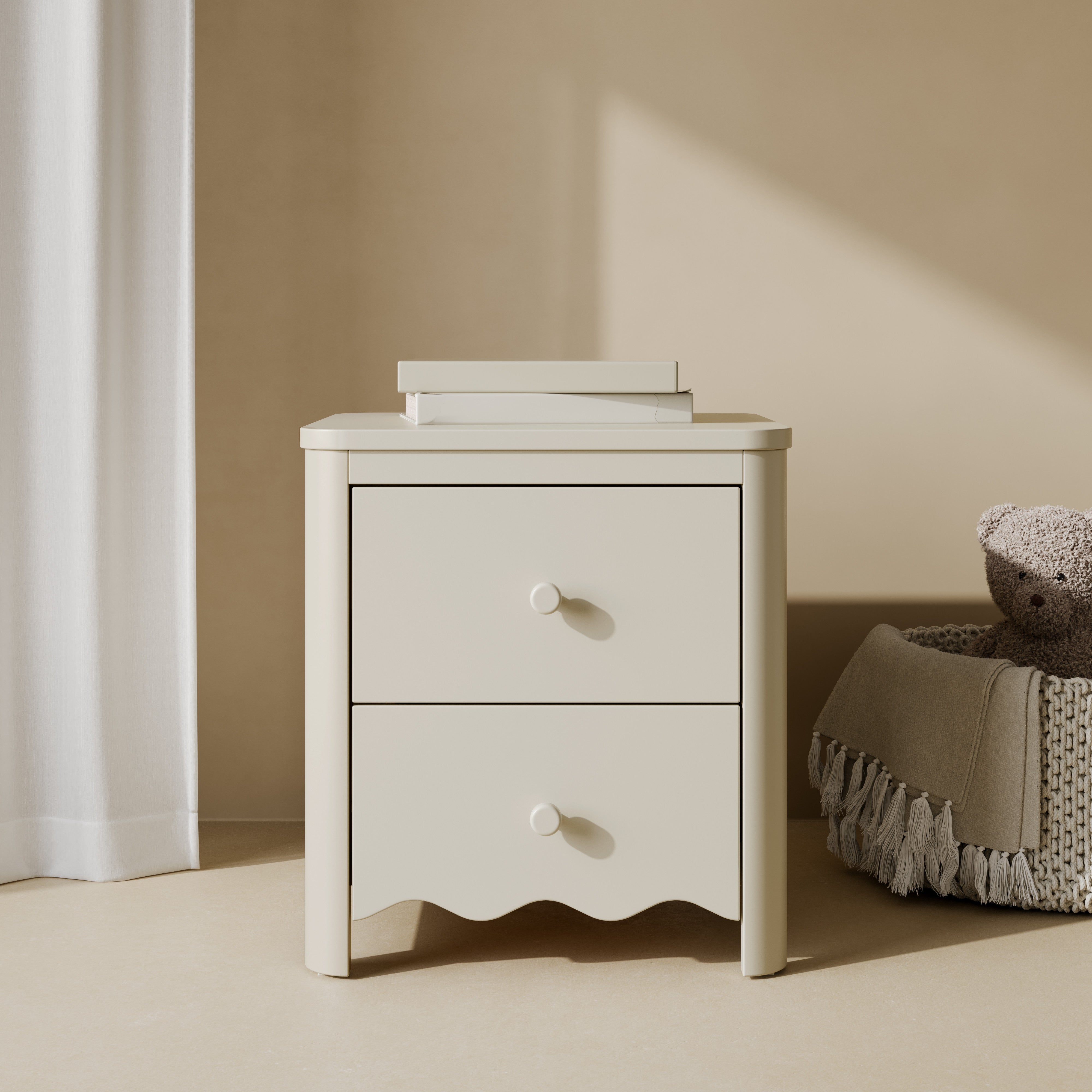 Casablanca frosted oat 2 drawer nightstand in kids room