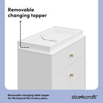 California white with driftwood 3 drawer chest with changing topper removable changing topper callout