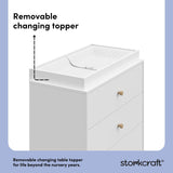 California white with driftwood 3 drawer chest with changing topper removable changing topper callout