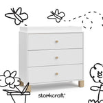 California white with driftwood 3 drawer chest with black doodles overlaid on image
