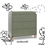 California olive with driftwood 3 drawer chest with black doodles overlaid on image