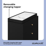 California black with driftwood 3 drawer chest with changing topper removable changing topper callout