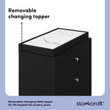 California black with driftwood 3 drawer chest with changing topper removable changing topper callout