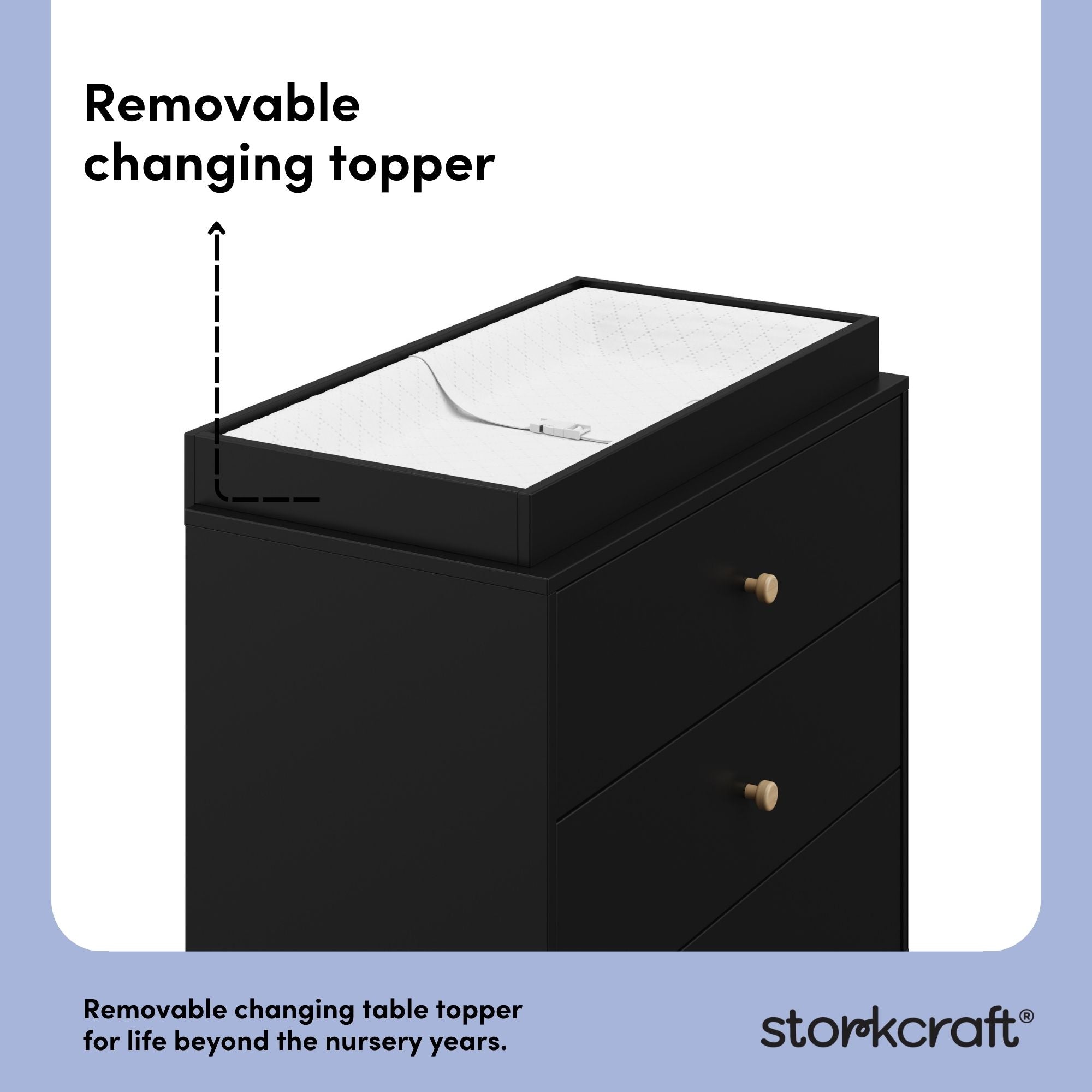 California black with driftwood 3 drawer chest with changing topper removable changing topper callout