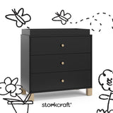 California black with driftwood 3 drawer chest with black doodles overlaid on image