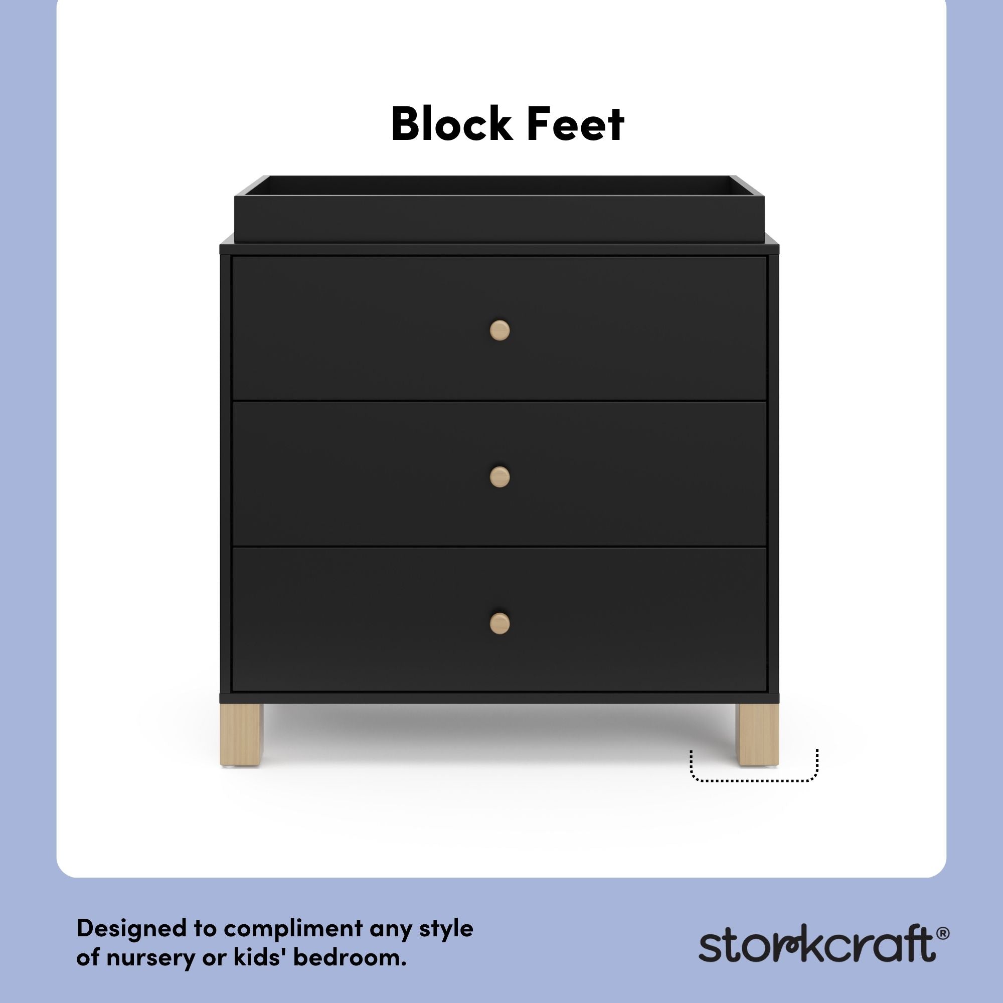 California black with driftwood 3 drawer chest with changing topper style callout