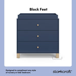California midnight blue with driftwood 3 drawer chest with changing topper style callout