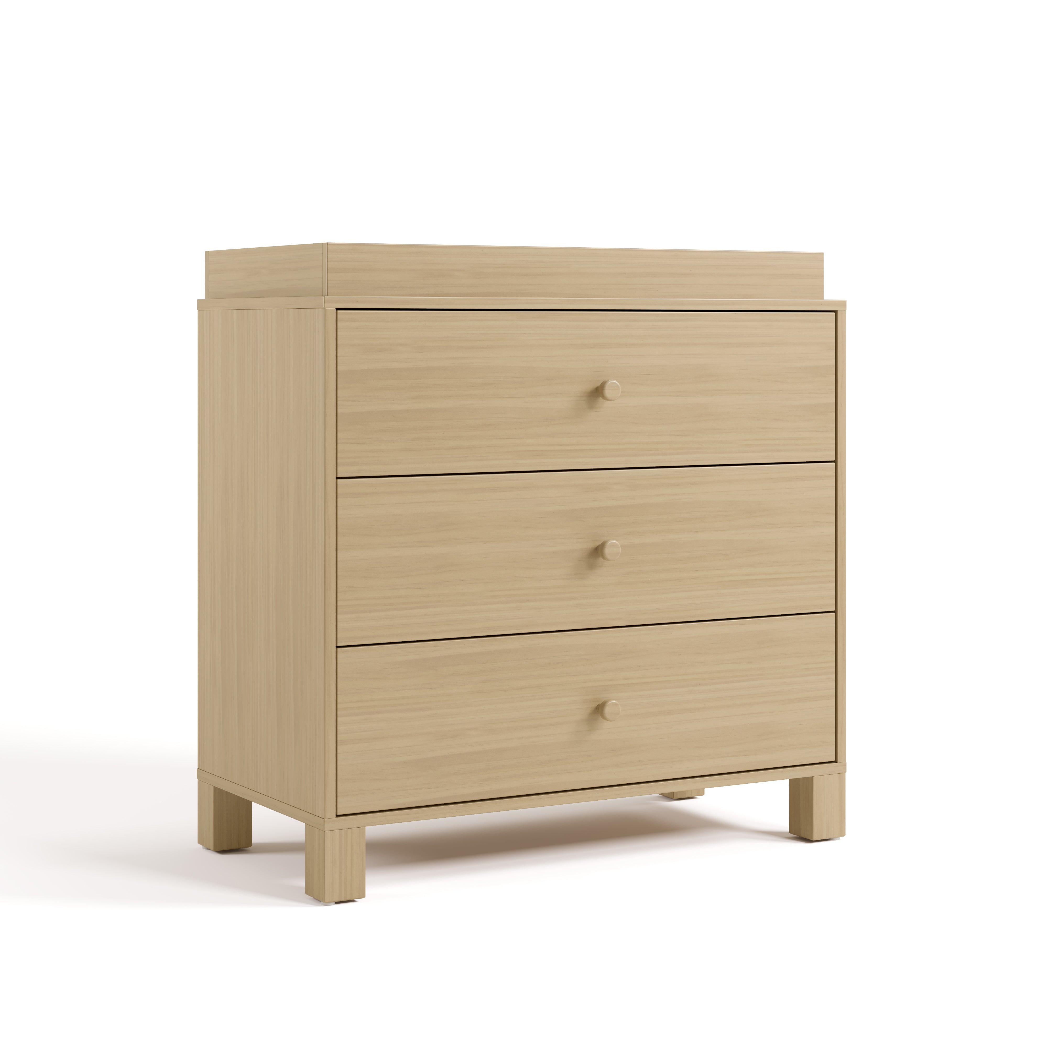 California driftwood 3 drawer chest with changing topper angle view