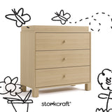 California driftwood 3 drawer chest with black doodles overlaid on image