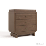 Santorini hazelnut 3 drawer chest with changing topper with 2024 Storkcraft copyright on bottom right