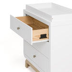 storkcraft santorini 3 drawer white with driftwood chest with topper interlocking drawer