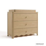 Casablanca driftwood 3 drawer chest with changing topper with 2025 Storkcraft copyright on bottom right