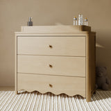 Casablanca driftwood 3 drawer chest with topper nursery shot with changing essentials