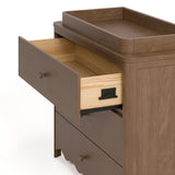 Casablanca hazelnut 3 drawer chest with topper interlocking drawer closeup