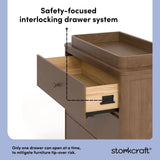 Casablanca hazelnut 3 drawer chest with topper interlocking drawer system callout