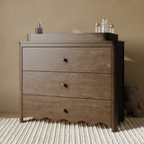 Casablanca hazelnut 3 drawer chest with topper nursery shot with changing essentials