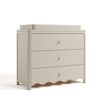 Casablanca frosted oat 3 drawer chest with topper angle view