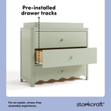 Casablanca sage 3 drawer chest with topper pre-installed drawer tracks callout