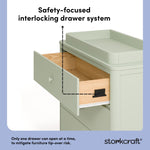 Casablanca sage 3 drawer chest with topper interlocking drawer system callout