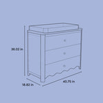 Casablanca sage 3 drawer chest drawing with dimensions