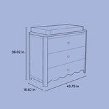 Casablanca sage 3 drawer chest drawing with dimensions