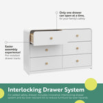 santos 6 drawer white with driftwood dresser interlocking drawer callout