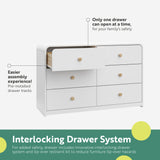 santos 6 drawer white with driftwood dresser interlocking drawer callout