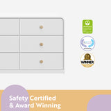santos 6 drawer white with driftwood dresser certifications callout