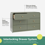 santos 6 drawer olive with driftwood dresser interlocking drawer callout