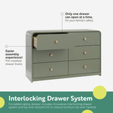 santos 6 drawer olive with driftwood dresser interlocking drawer callout