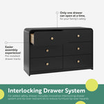 santos 6 drawer black with driftwood dresser interlocking drawer callout