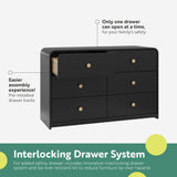 santos 6 drawer black with driftwood dresser interlocking drawer callout