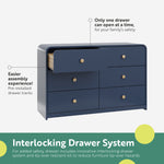 santos 6 drawer midnight blue with driftwood dresser interlocking drawer callout